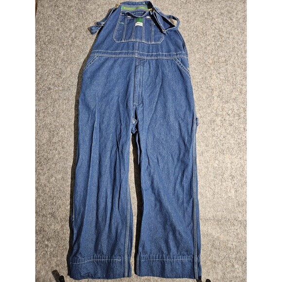 Liberty Denim Overalls Mens 44x32 Bib Workwear Carpenter Pockets Hemmed To 27 - Picture 1 of 9